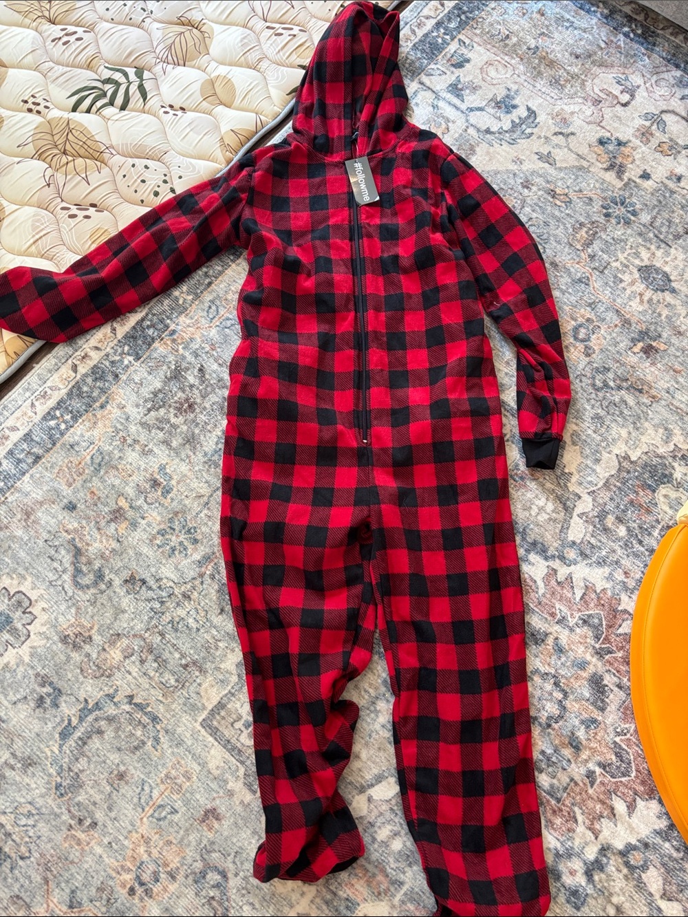 Adult Plaid Hooded Onesie